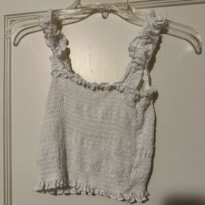 White basic tank ruffled